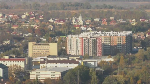 Panoramic view of the city in autumn Stock Footage 120608972