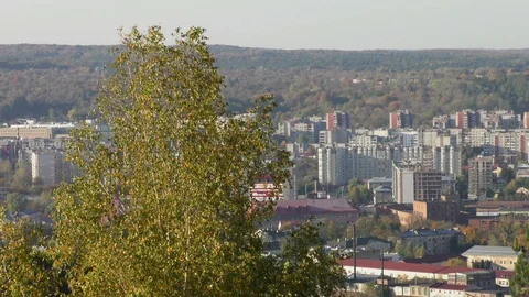 Panoramic view of the city in autumn Stock Footage 120609662