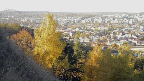 Panoramic view of the city in autumn Video stock 120611174