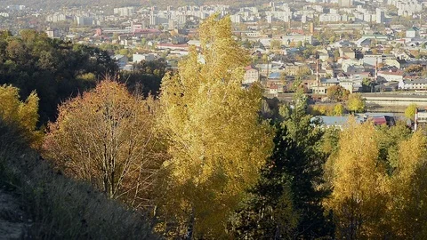 Panoramic view of the city in autumn Stock Footage 120613049