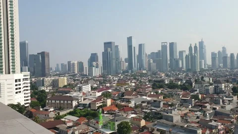 Panoramic view of the city between the tall buildings Stock-Footage 243550562