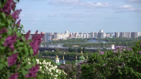 A panoramic view of a city blending historical and modern architecture, framed Stock Footage 295502778