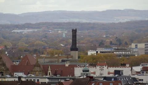 Panoramic view on the city center of Bielefeld, Germany Stock Photos