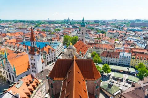 Panoramic view of the city centre of Munich, Germany. Stock Photos