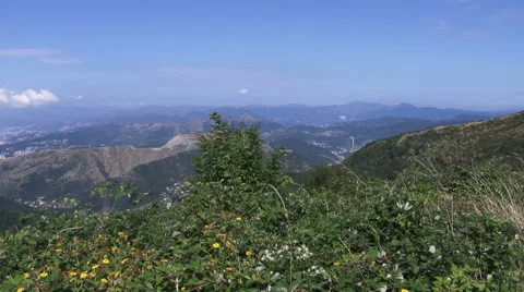 Panoramic view of the city of Genoa, seen from the hills behind it Video stock 53813070