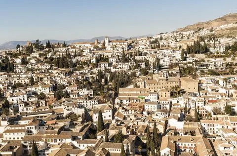 Panoramic view of the city of Granada, Spain. Stock Photos
