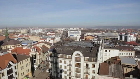 Panoramic view from the city hall of Ivano-Frankivsk Stock Footage 88155243