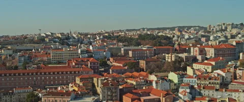 Panoramic view of city of Lisbon Stock Footage 151354826