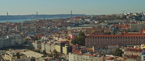 Panoramic view of city of Lisbon Stock Footage 151354869