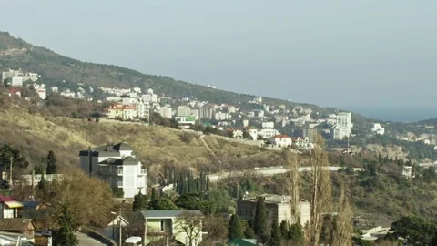 Panoramic view of the city in the mountains located on the coast of Cream Video stock 84733853