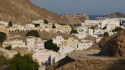Panoramic view of the city of Muscat, Oman Stock Footage 48930467