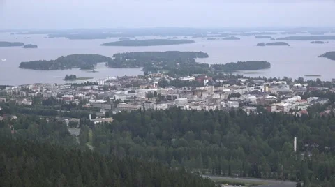 Panoramic view to the city from the Puijo tower observation point Stock Footage 65797467