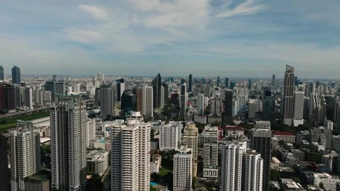 Panoramic view of city skyline with buildings. Bangkok, Thailand. Stock Footage 301943391