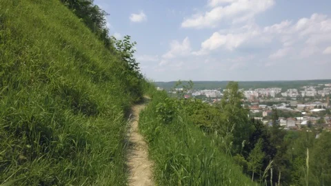 Panoramic view of the city in spring (summer) from the hill Stock Footage 124420361