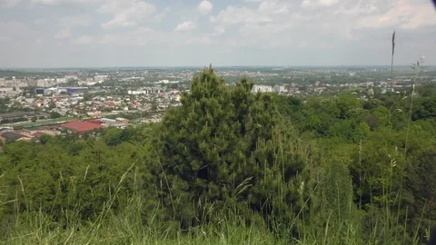 Panoramic view of the city in spring (summer) from the hill Stock Footage 124422848