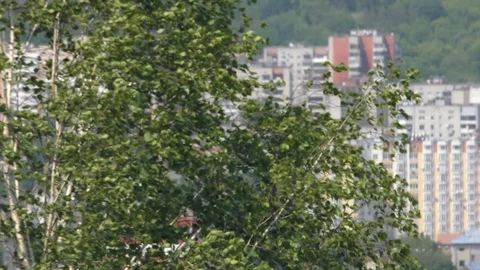 Panoramic view of the city in spring (summer) from the hill Stock Footage 124422849