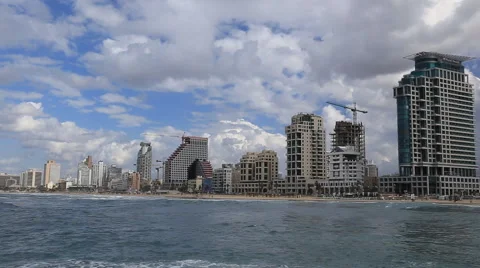 Panoramic view of the city of Tel Aviv Stock Footage 57736766