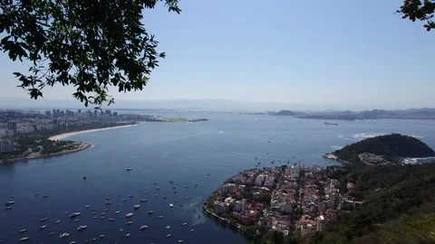 Panoramic view of the city from the top of the Sugar Loaf mountain in Rio d.. Stock Footage 255328776