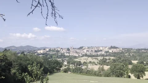 Panoramic view of the city Urbino Stock Footage 344130375