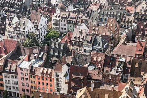 A panoramic view of the city's many rooftops from the Cathedral Notre Dame .. Stock Photos