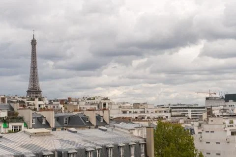 Panoramic view of the cityscape of Paris with the Eiffel tower Stock Photos