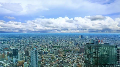 Panoramic View of Cityscape Under a Cloudy Sky Stock Footage 311529259