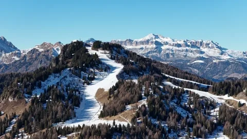 Panoramic view of the Civetta Dolomites mountains in winter, Italy. Ski res.. Stock Footage 326459739