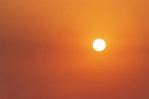 Panoramic view of clean sky and sun during sunset. Sky as background Stock Photos