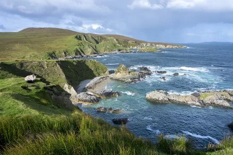 A panoramic view of the Cleggans Cliffs in Ireland. Foto stock