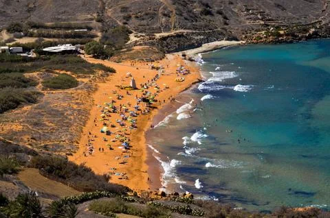 Panoramic view from the cliff to the beach Stock Photos