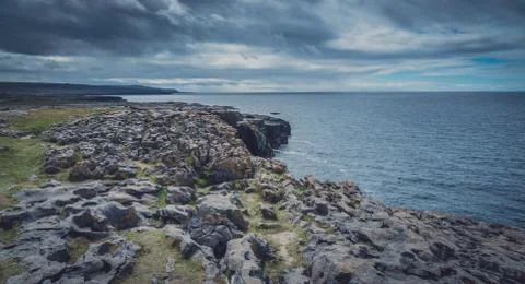 Panoramic view of the cliffs in Doolins Bay Stock Photos