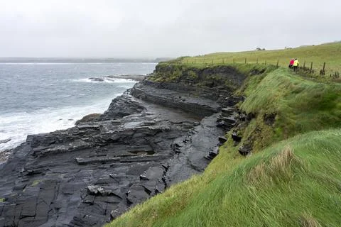 A panoramic view of the cliffs of Mohor in Ireland. Stock Photos