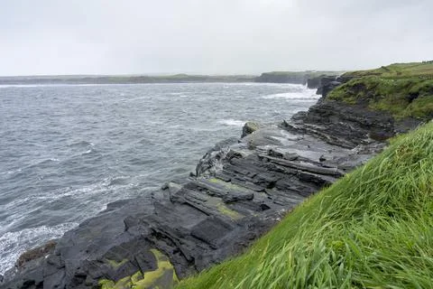 A panoramic view of the cliffs of Mohor in Ireland. Foto stock