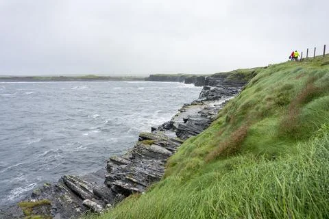 A panoramic view of the cliffs of Mohor in Ireland. Stock Photos
