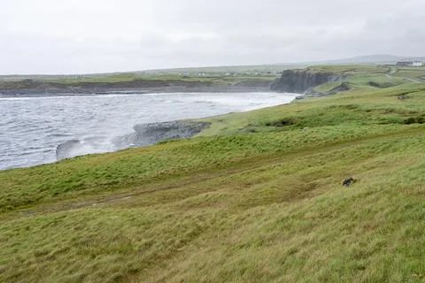 A panoramic view of the cliffs of Mohor in Ireland. Stock Photos