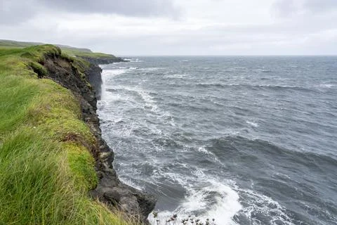 A panoramic view of the cliffs of Mohor in Ireland. Stock Photos
