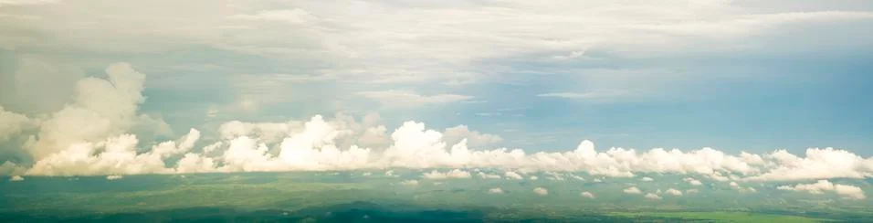 Panoramic view cloudy sky. Stock Photos