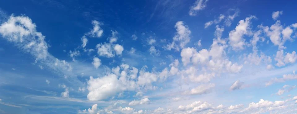 Panoramic view of the cloudy sky in spring Stock Photos