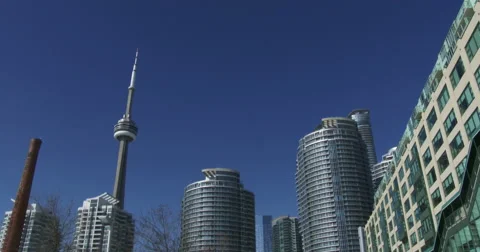 Panoramic view of CN Tower and skyscrapers in Toronto, Canada Video stock 47440457