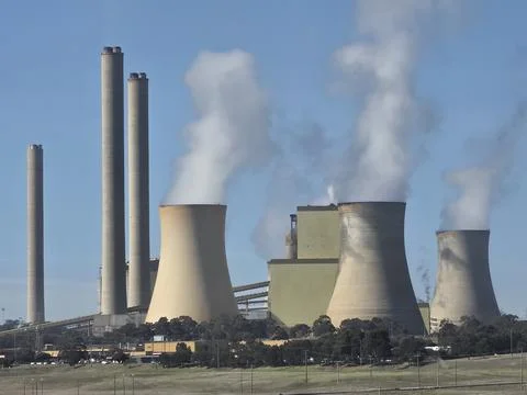 Panoramic View of Coal Fired Power Station Stock Photos