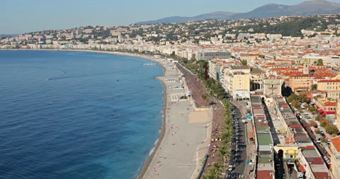 Panoramic view of the coast and cityscape of Nice, France Video stock 117261024