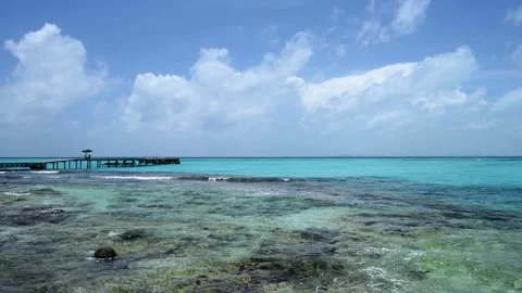 Panoramic view of the coast Isla Mujeres in Mexico Stock Footage 201761557