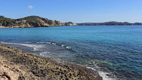 Panoramic view of the coast of Peguera in Mallorca Stock Footage 331001220