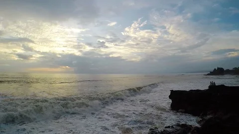 Panoramic view of the coast at sunset in Bali, slow motion Stock Footage 88559931