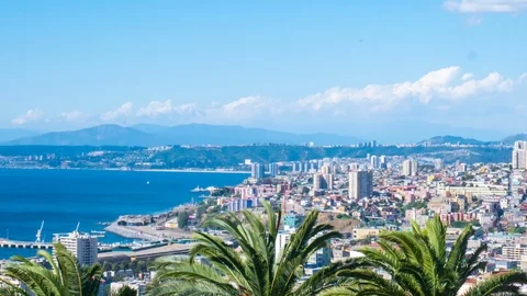 Panoramic view of the coast of Valparaiso Video stock 85706538