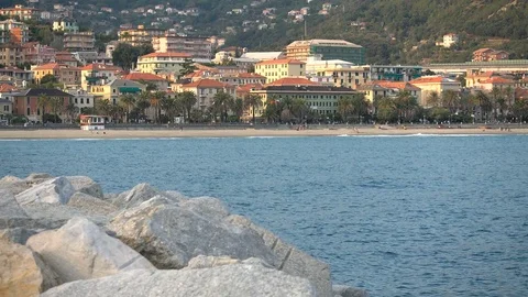 Panoramic view of the coast of Varazze Stock Footage 71832196