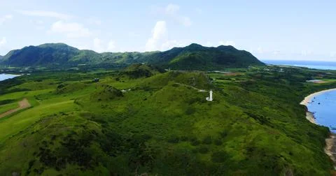 A panoramic view of a coastal landscape Foto stock