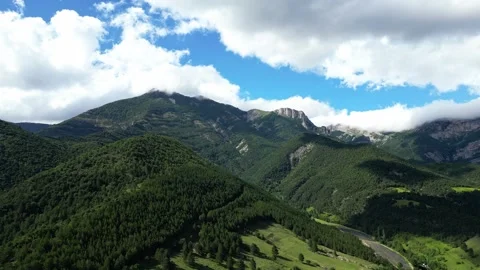 Panoramic view of Col De Rousset covered in thick clouds in the Vercors mountain Stock Footage 280211092