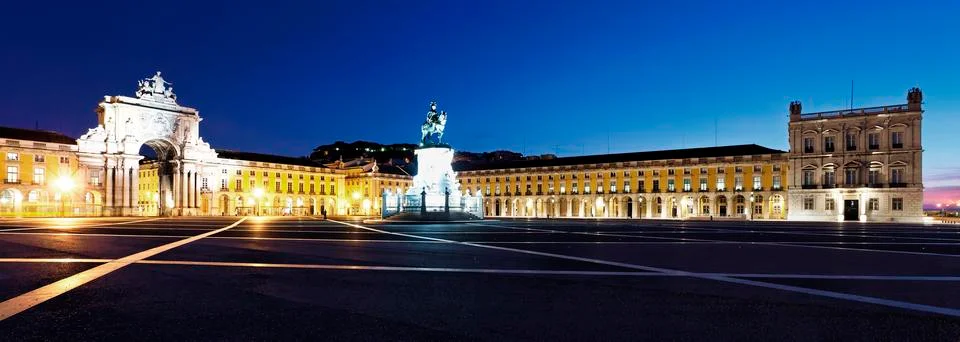 Panoramic view of commerce square Stock Photos