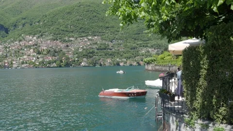 Panoramic view on Como lake in summer season Stock Footage 154588869